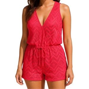 OP Coral Mesh Romper Cover-Up Juniors L 11/13 Beach Swim Resortwear vacation EUC